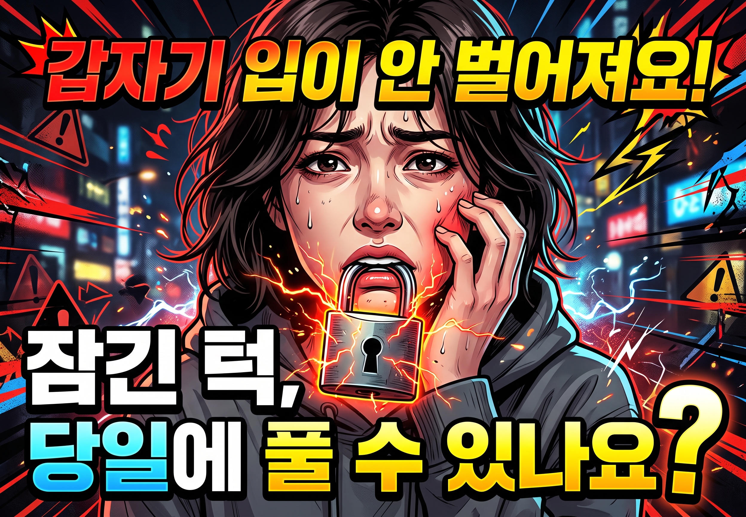 갑자기 입이 안 벌어져요 — 잠긴 턱, 당일에 풀 수 있나요?