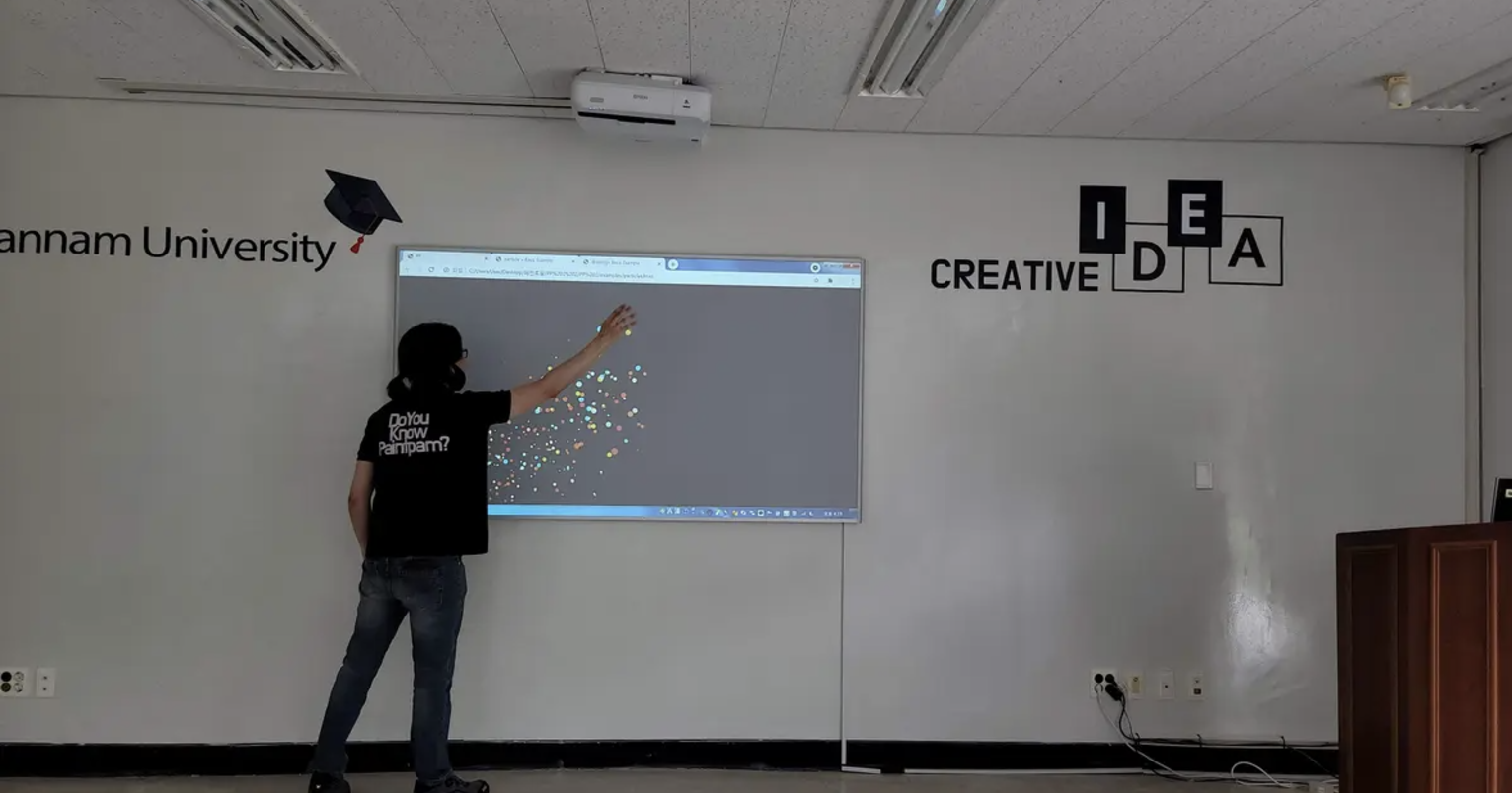 A write-on, project-on board wall