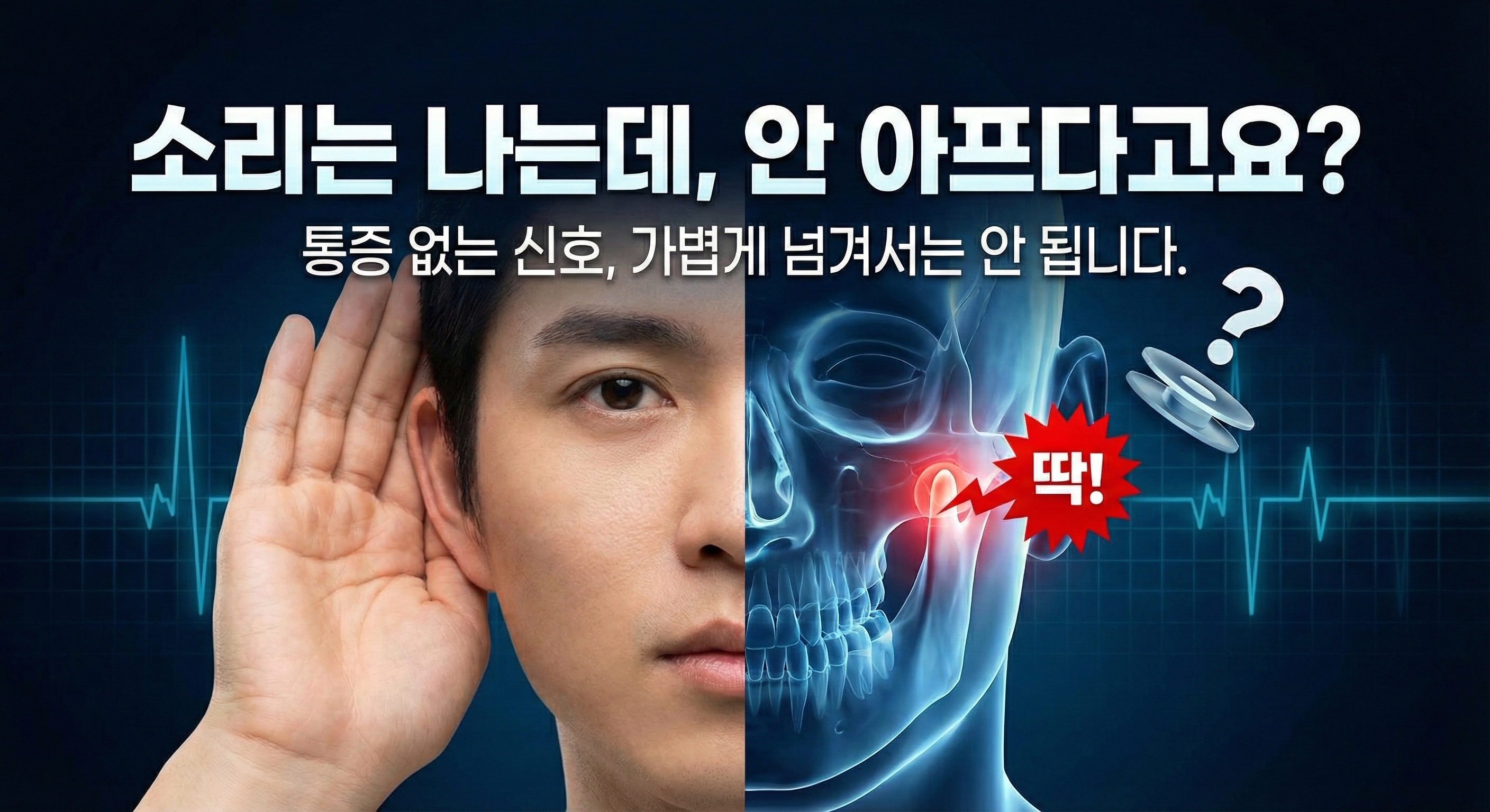 턱에서 소리가 나요. 가끔 아픈적도 있었어요. 하지만 지금은 통증이 전혀 없습니다. 턱에 문제가 있는걸까요?