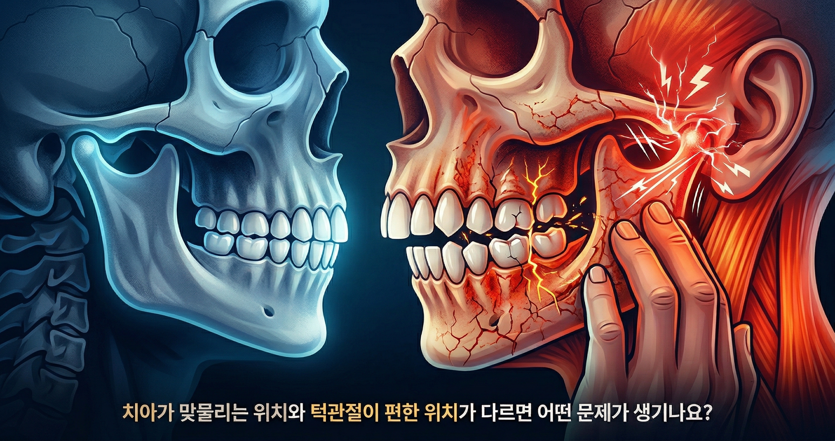 치아가 맞물리는 위치와 턱관절이 편한 위치가 다르면 어떤 문제가 생기나요? 