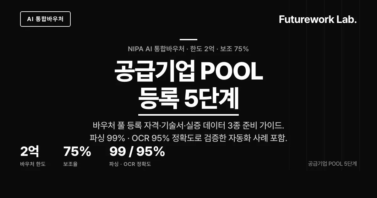 NIPA AI 통합바우처 과제당 2억 (2026 하반기 2차) — 공급기업 POOL 등록 5단계 실전 가이드