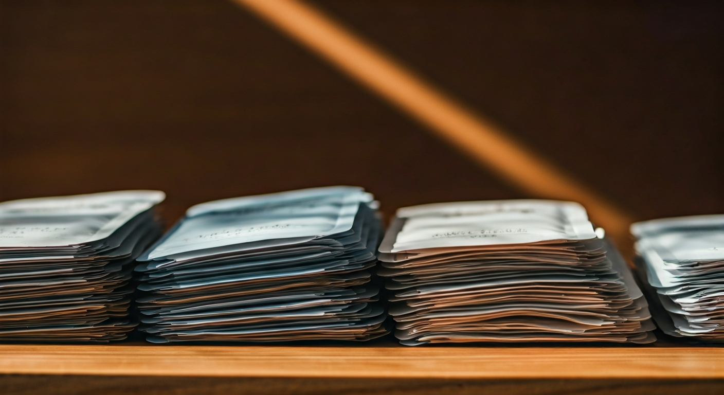 Variety of colorful Korean sheet masks neatly stacked