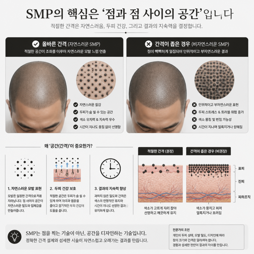 두피문신 점 간격 비교