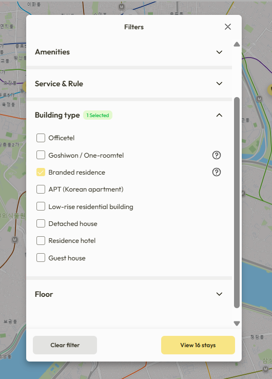 Select Branded Residence to find co-living spaces